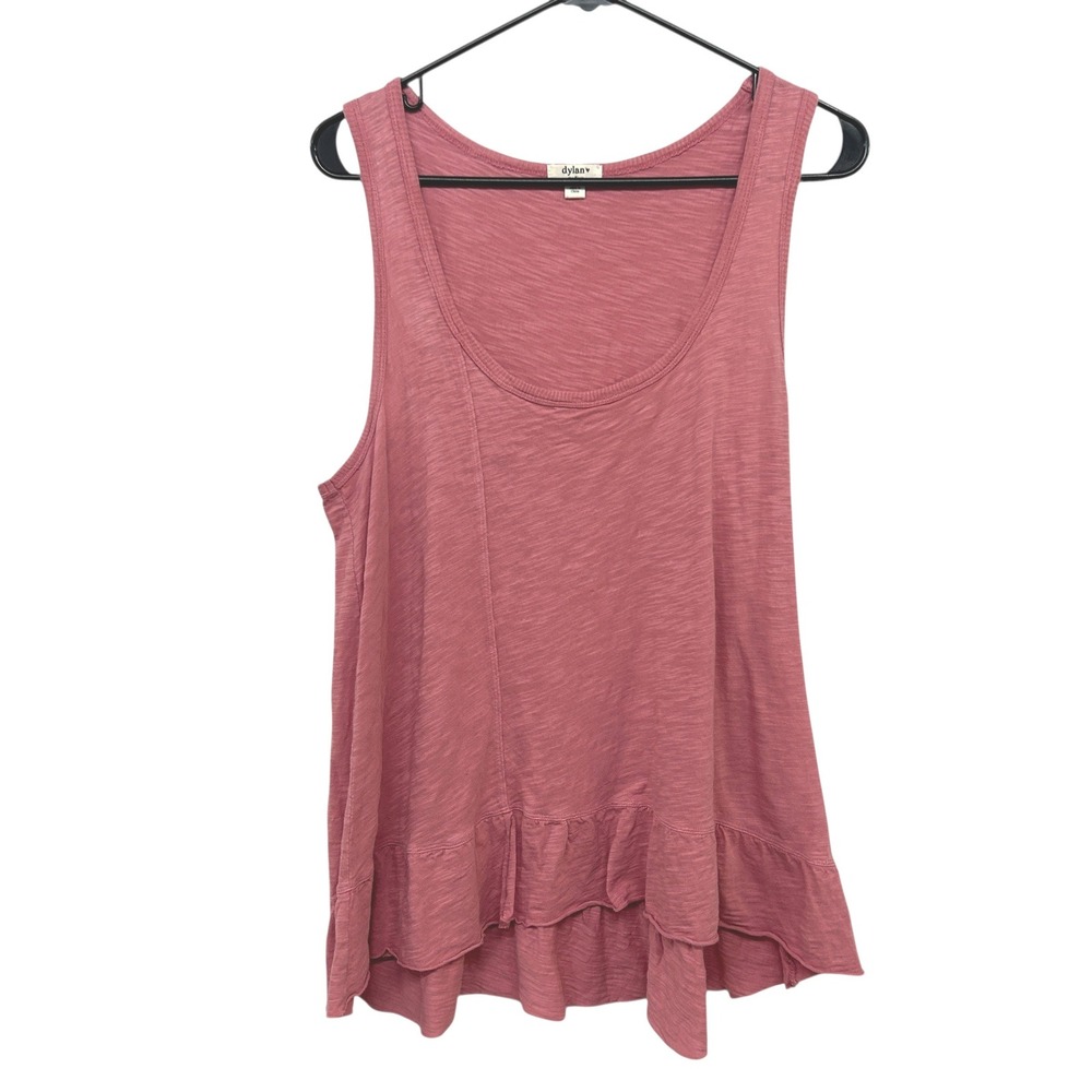 Romantic Ruffle Hem Slub Knit Tank Top M Mauve Pink Layering Soft Girl